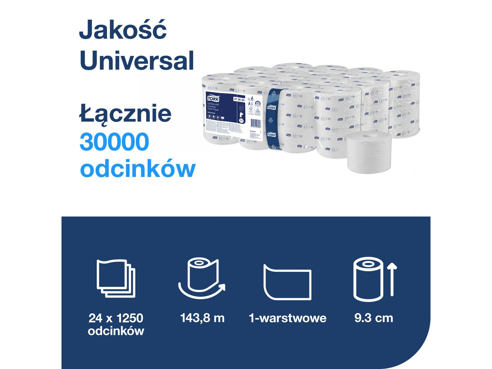Papier toaletowy bez gilzy Tork OptiServe 472620 T7 Universal x24